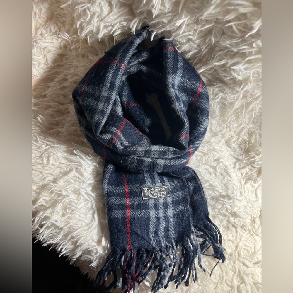 Barbour Men's Blue and Gray Checkered Scarf